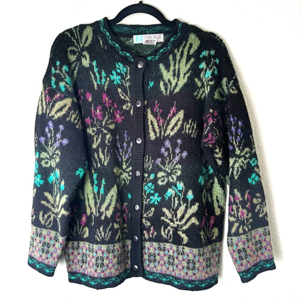 Vintage 80s Spring Floral Cardigan Size Medium